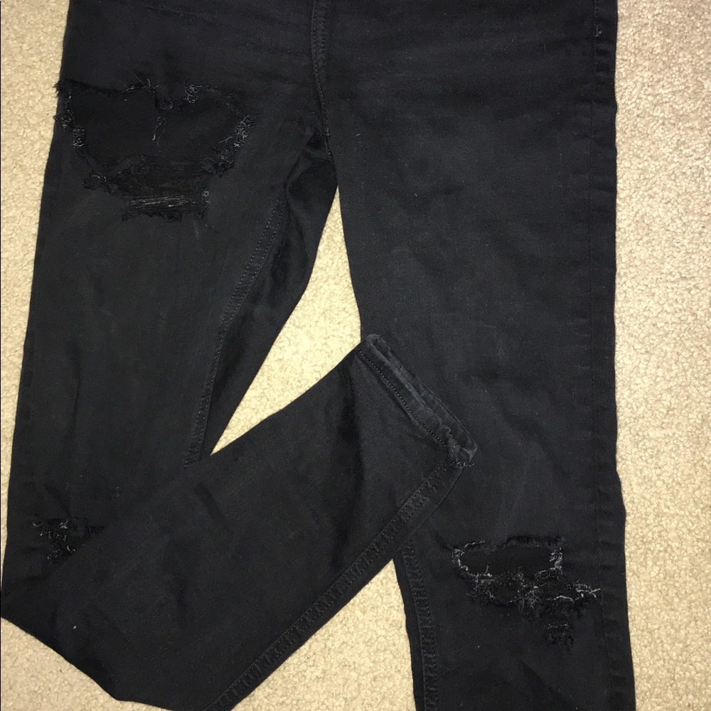 Top shop black distressed denim